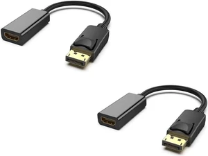 2-Pack DisplayPort DP to HDMI Adapter Cable, Male to Female DP to HDMI Converter for HP, Dell, Laptop, PC, Monitor, Projector 2-Pack DisplayPort DP to HDMI Adapter Cable, Male to Female DP to HDMI Converter for HP, Dell, Laptop, PC, Monitor, Projector