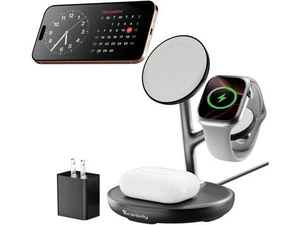Magnetic Charger for iPhone Charging Station Mag-Safe Phone Charger for iPhone 17 16 15-12 Series for Airpods Watch and Phone Charging Stand Magnetic Charger for iPhone Charging Station Mag-Safe Phone Charger for iPhone 17 16 15-12 Series for Airpods Watch and Phone Charging Stand