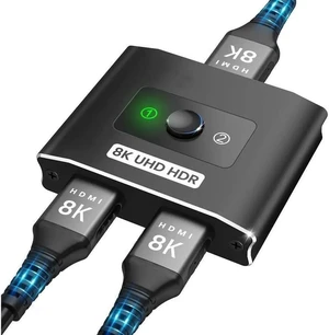 8K HDMI 2.1 Bi-Directional Switcher Splitter, 48Gbps 8K@60Hz 4K@120Hz HDR Aluminum Adapter 2 in 1 Out / 1 in 2 Out for PS5, Xbox Series X, TV, Monitor 8K HDMI 2.1 Bi-Directional Switcher Splitter, 48Gbps 8K@60Hz 4K@120Hz HDR Aluminum Adapter 2 in 1 Out / 1 in 2 Out for PS5, Xbox Series X, TV, Monitor