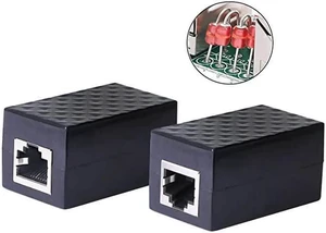2 Pack RJ45 Ethernet Surge Protector, Female to Female Network Coupler Outdoor Lightning Arrester Surge Voltage Protection Extension Adapter 2 Pack RJ45 Ethernet Surge Protector, Female to Female Network Coupler Outdoor Lightning Arrester Surge Voltage Protection Extension Adapter