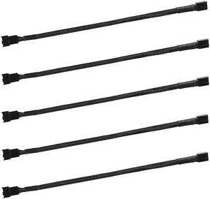 5 Pack 11.8 Inch PWM Fan Extension Cable, Black Nylon Braided 3/4 Pin Universal Extension Cord, ATX PC Case Cooling Fan Power Cable Adapter 5 Pack 11.8 Inch PWM Fan Extension Cable, Black Nylon Braided 3/4 Pin Universal Extension Cord, ATX PC Case Cooling Fan Power Cable Adapter