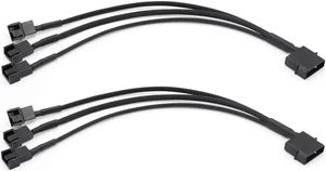 2 Pack Molex to 3 Way Fan Splitter Cable, 10 Inch 3/4 Pin PC Case Cooling Fan Power Adapter Cable 2 Pack Molex to 3 Way Fan Splitter Cable, 10 Inch 3/4 Pin PC Case Cooling Fan Power Adapter Cable