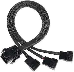 6 Pin PCI-E to 3 Port 3/4Pin Fan Splitter Cable, Black Sleeved PCIe 6Pin Male to 3×3Pin 4Pin PC Case Cooling Fan Y Adapter Power Converter Cable 6 Pin PCI-E to 3 Port 3/4Pin Fan Splitter Cable, Black Sleeved PCIe 6Pin Male to 3×3Pin 4Pin PC Case Cooling Fan Y Adapter Power Converter Cable