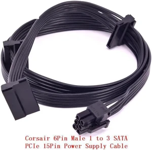 PCIe 6Pin Male to 3 SATA 15Pin Power Cable, 1 to 3 SATA Splitter Braided Modular PSU Cable Compatible with Corsair CS CX HX RM Series Power Supply PCIe 6Pin Male to 3 SATA 15Pin Power Cable, 1 to 3 SATA Splitter Braided Modular PSU Cable Compatible with Corsair CS CX HX RM Series Power Supply