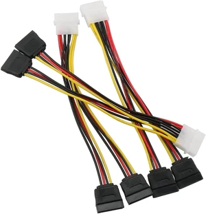 3-Pack 4 Pin Molex to Dual SATA Power Y-Cable Adapter - 6 Inches 3-Pack 4 Pin Molex to Dual SATA Power Y-Cable Adapter - 6 Inches