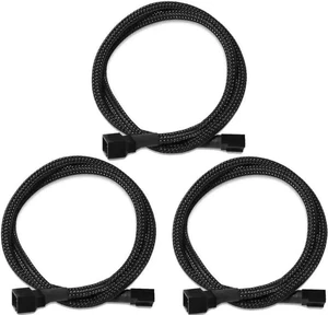 3 Pack 24 Inch 4 Pin PWM Fan Extension Cable, Braided Sleeved PC Case Fan Extension Cord, Male to Female 4-Pin Cooling Fan Power Adapter Cable for Computer Chassis Cooling 3 Pack 24 Inch 4 Pin PWM Fan Extension Cable, Braided Sleeved PC Case Fan Extension Cord, Male to Female 4-Pin Cooling Fan Power Adapter Cable for Computer Chassis Cooling