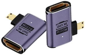 8K@60Hz Micro HDMI 2.1 to HDMI 2.1 Adapter 2 Pack, 48Gbps Bidirectional Left Angle Male to Female Extender Coupler for PS5/4 Xbox Switch HDTV, 4K@120Hz Dynamic HDR 3D Support 8K@60Hz Micro HDMI 2.1 to HDMI 2.1 Adapter 2 Pack, 48Gbps Bidirectional Left Angle Male to Female Extender Coupler for PS5/4 Xbox Switch HDTV, 4K@120Hz Dynamic HDR 3D Support