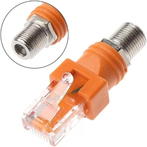 F Female to RJ45 Male Coaxial Adapter, RF to Ethernet Connector Converter, Coaxial Barrel Coupler Adapter for RF and Network Device Connection F Female to RJ45 Male Coaxial Adapter, RF to Ethernet Connector Converter, Coaxial Barrel Coupler Adapter for RF and Network Device Connection
