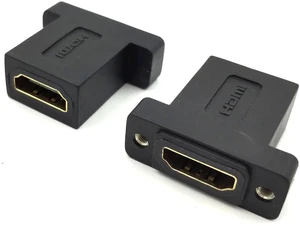 2-Pack HDMI Coupler Adapter, Gold Plated HDMI Female to Female Straight Inline Panel Mount Connector with Screw Holes Black 2-Pack HDMI Coupler Adapter, Gold Plated HDMI Female to Female Straight Inline Panel Mount Connector with Screw Holes Black