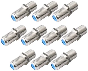 10 Pack F81 F-Type Coaxial Extension Connector, 3GHz RG6 Cable Straight Adapter Silver for CATV Satellite TV Broadband 10 Pack F81 F-Type Coaxial Extension Connector, 3GHz RG6 Cable Straight Adapter Silver for CATV Satellite TV Broadband