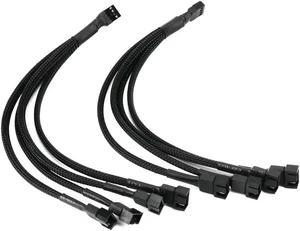 PWM Fan Splitter 1 to 4 Converter, 4-Pin Sleeved Braided Y Cable, Desktop CPU/Case Fan Extension Power Cable 10 inches (2 Pack) PWM Fan Splitter 1 to 4 Converter, 4-Pin Sleeved Braided Y Cable, Desktop CPU/Case Fan Extension Power Cable 10 inches (2 Pack)