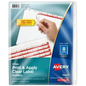 ® Index Maker® Clear Label Dividers, 8-Tab, White, 50 Sets ® Index Maker® Clear Label Dividers, 8-Tab, White, 50 Sets