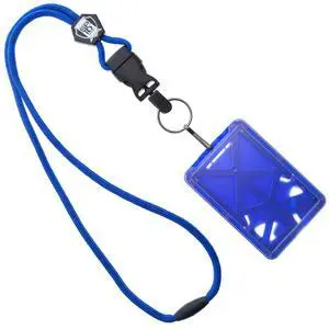 5 Pack - Vertical Top Load Three Card Badge Holder - Hard Plastic with Heavy Duty Breakaway Lanyard w Quick Release Metal Clip & Key Ring - Holds 3 ID Cards Inside (Royal Blue) 5 Pack - Vertical Top Load Three Card Badge Holder - Hard Plastic with Heavy Duty Breakaway Lanyard w Quick Release Metal Clip & Key Ring - Holds 3 ID Cards Inside (Royal Blue)