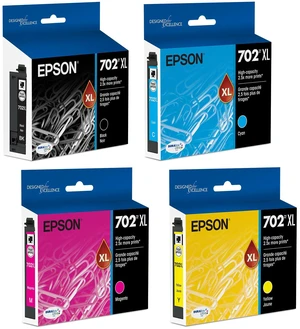702XL Black/Cyan/Magenta/Yellow Ink Cartridge 4/Pack Bundle | Works with WF-3720, WF-3730, WF-3733 702XL Black/Cyan/Magenta/Yellow Ink Cartridge 4/Pack Bundle | Works with WF-3720, WF-3730, WF-3733