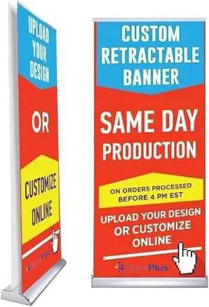 Deluxe Retractable Banner - Customizable Full Color Design Roll Up Banner with Carry On Case (Customizable, 33.5x80 Deluxe Double Sided) Deluxe Retractable Banner - Customizable Full Color Design Roll Up Banner with Carry On Case (Customizable, 33.5x80 Deluxe Double Sided)