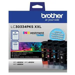 Genuine LC30334PKS 4-Pack, Super High-Yield INKvestment Tank Ink Cartridges, Includes 1 Cartridge Each of Black, Cyan, Magenta & Yellow, Yield Up to 1,500 Pages/Cartridge, LC3033 Genuine LC30334PKS 4-Pack, Super High-Yield INKvestment Tank Ink Cartridges, Includes 1 Cartridge Each of Black, Cyan, Magenta & Yellow, Yield Up to 1,500 Pages/Cartridge, LC3033