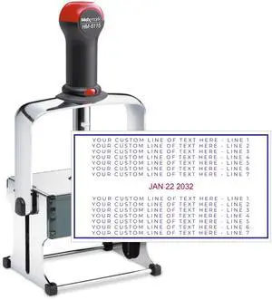 Super Heavy Duty Date Stamp with 14-Line Custom Text The Largest Custom Text Date Stamp on The Market - 6115 - Choose from Many Font and Color Options Super Heavy Duty Date Stamp with 14-Line Custom Text The Largest Custom Text Date Stamp on The Market - 6115 - Choose from Many Font and Color Options