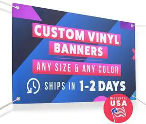 Personalized Vinyl Banner Vinyl Printed Customizable Banner for Indoor and Outdoor Use (4'x5') Personalized Vinyl Banner Vinyl Printed Customizable Banner for Indoor and Outdoor Use (4'x5')