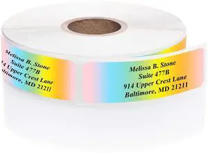 Cascading Rainbow Personalized Return Address Labels Without Dispenser - Roll of 500 Custom Stickers Cascading Rainbow Personalized Return Address Labels Without Dispenser - Roll of 500 Custom Stickers