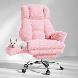 Big and Tall Office Chair, Flip Armrests for Pets & Cross Legged Sitting | Executive Ergonomic Computer Gaming Chair with Foot Rest, Rose Velvet Pink Wide Seat Reclining Desk Chair Big and Tall Office Chair, Flip Armrests for Pets & Cross Legged Sitting | Executive Ergonomic Computer Gaming Chair with Foot Rest, Rose Velvet Pink Wide Seat Reclining Desk Chair