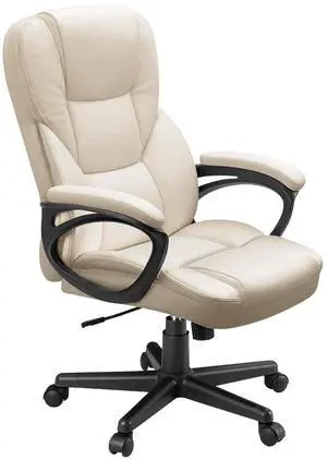 Office Executive Chair High Back Adjustable Managerial Home Desk Chair, Swivel Computer PU Leather Chair with Lumbar Support (1, Beige) Office Executive Chair High Back Adjustable Managerial Home Desk Chair, Swivel Computer PU Leather Chair with Lumbar Support (1, Beige)