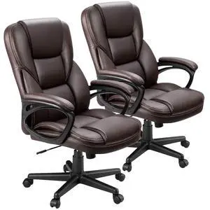 Office Executive Chair High Back Adjustable Managerial Home Desk Chair, Swivel Computer PU Leather Chair with Lumbar Support (2, Brown) Office Executive Chair High Back Adjustable Managerial Home Desk Chair, Swivel Computer PU Leather Chair with Lumbar Support (2, Brown)