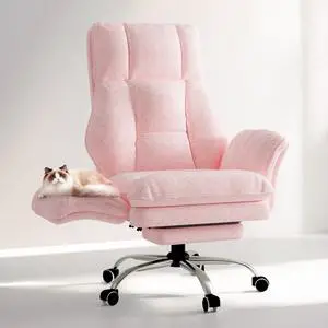 Big and Tall Office Chair, Flip Armrests for Pets & Cross Legged Sitting | Executive Ergonomic Computer Gaming Chair with Foot Rest, Teddy Fleece Wide Seat Reclining Desk Chair, Pink Big and Tall Office Chair, Flip Armrests for Pets & Cross Legged Sitting | Executive Ergonomic Computer Gaming Chair with Foot Rest, Teddy Fleece Wide Seat Reclining Desk Chair, Pink