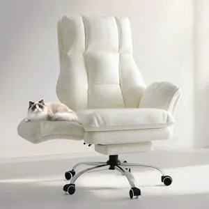 Big and Tall Office Chair, Flip Armrests for Pets & Cross Legged Sitting | Executive Ergonomic Computer Gaming Chair with Foot Rest, Teddy Fleece Wide Seat Reclining Desk Chair, White Vanity Chair Big and Tall Office Chair, Flip Armrests for Pets & Cross Legged Sitting | Executive Ergonomic Computer Gaming Chair with Foot Rest, Teddy Fleece Wide Seat Reclining Desk Chair, White Vanity Chair