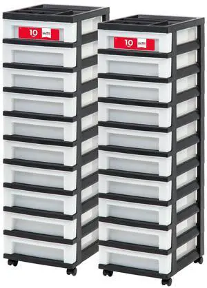 Plastic Drawer Storage Organizer Rolling Cart, 2-Pack, with Wheels Casters, 10-Drawers, for Classroom Art Craft Supplies Dresser Closet Bathroom Laundry Room, Black/Pearl Plastic Drawer Storage Organizer Rolling Cart, 2-Pack, with Wheels Casters, 10-Drawers, for Classroom Art Craft Supplies Dresser Closet Bathroom Laundry Room, Black/Pearl