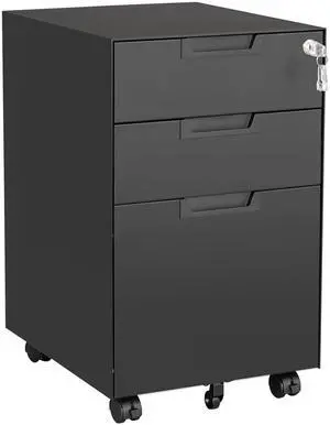3 Drawer Mobile File Cabinet with Lock,Under Desk Metal Small Filing Cabinets for Home Office Organizer Letters/Legal/A4(Fully Assembled Except Wheels-Black) 3 Drawer Mobile File Cabinet with Lock,Under Desk Metal Small Filing Cabinets for Home Office Organizer Letters/Legal/A4(Fully Assembled Except Wheels-Black)