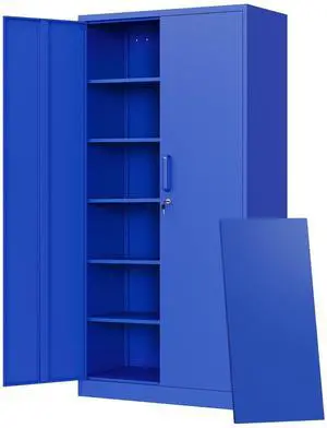 Metal Garage Storage Cabinets with Lock Door and Adjustable Shelves, Steel Tool Cabinets for Home,Office,Warehouse Organisieren (Blue) Metal Garage Storage Cabinets with Lock Door and Adjustable Shelves, Steel Tool Cabinets for Home,Office,Warehouse Organisieren (Blue)
