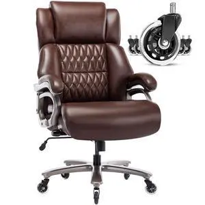 Big and Tall Office Chair, High Back Large Executive Computer Desk Chair | Adjustable Lumbar Support, Quiet Rubber Wheels, Heavy Duty Metal Base, Ergonomic Design, Large Office Chair, 400lbs Big and Tall Office Chair, High Back Large Executive Computer Desk Chair | Adjustable Lumbar Support, Quiet Rubber Wheels, Heavy Duty Metal Base, Ergonomic Design, Large Office Chair, 400lbs