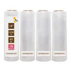 16 Rolls 18" x 1500 Ft Stretch Wrap Heavy Duty, Industrial Strength Shrink Wrap, 55 Gauge High Performance Stretch Film Replaces 80 Gauge Low Films, Clear Hand Stretch Wrap 16 Rolls 18" x 1500 Ft Stretch Wrap Heavy Duty, Industrial Strength Shrink Wrap, 55 Gauge High Performance Stretch Film Replaces 80 Gauge Low Films, Clear Hand Stretch Wrap