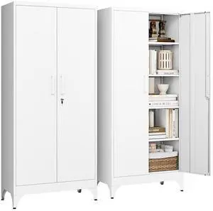 71" H Metal Storage Cabinet with 2 Doors and 4 Shelves,Tall Kitchen Pantry Cabinets,Utility Pantry Organizers for Cupboard/Dining/Bathroom/Home Office/Garage, Steel Tool Cabinets 71" H Metal Storage Cabinet with 2 Doors and 4 Shelves,Tall Kitchen Pantry Cabinets,Utility Pantry Organizers for Cupboard/Dining/Bathroom/Home Office/Garage, Steel Tool Cabinets