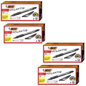 Atlantis Velocity Bold Retractable Ball Pen, Bold Point (1.6mm), Black, 12-Count, Pack of 18 Atlantis Velocity Bold Retractable Ball Pen, Bold Point (1.6mm), Black, 12-Count, Pack of 18