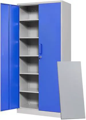 Metal Garage Storage Cabinets with Lock Door and Adjustable Shelves, Steel Tool Cabinets for Home,Office,Warehouse Organisieren (Blue Gray) Metal Garage Storage Cabinets with Lock Door and Adjustable Shelves, Steel Tool Cabinets for Home,Office,Warehouse Organisieren (Blue Gray)