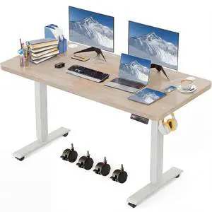 Electric Standing Desk 48 x 24 Inches Adjustable Height Sit Stand Up Desk for Home Office Computer Workstation Memory Preset with Wheels, Oak Electric Standing Desk 48 x 24 Inches Adjustable Height Sit Stand Up Desk for Home Office Computer Workstation Memory Preset with Wheels, Oak
