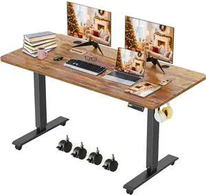 Electric Standing Desk 48 x 24 Inches Adjustable Height Sit Stand Up Desk for Home Office Computer Workstation Memory Preset with Wheels, Brown Electric Standing Desk 48 x 24 Inches Adjustable Height Sit Stand Up Desk for Home Office Computer Workstation Memory Preset with Wheels, Brown