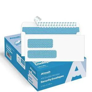 #9 Double Window Security Envelopes, Self Seal Letter Size, 1000 Ct | for Invoices, Statements & Documents, 24 LB Paper, Quick-Seal Closure, 3-7/8 x 8-7/8 in, White, 1000 Count (30139) #9 Double Window Security Envelopes, Self Seal Letter Size, 1000 Ct | for Invoices, Statements & Documents, 24 LB Paper, Quick-Seal Closure, 3-7/8 x 8-7/8 in, White, 1000 Count (30139)