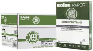 Boise Paper X-9 Multi-Use 3-Hole Punch Copy Paper 10 Ream (5,000 Sheets) | 8.5" x 11" Letter | 92 Bright White - 20 lb. | OX-9001P-CTN Boise Paper X-9 Multi-Use 3-Hole Punch Copy Paper 10 Ream (5,000 Sheets) | 8.5" x 11" Letter | 92 Bright White - 20 lb. | OX-9001P-CTN