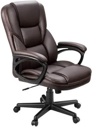 Office Executive Chair High Back Adjustable Managerial Home Desk Chair, Swivel Computer PU Leather Chair with Lumbar Support (Brown) Office Executive Chair High Back Adjustable Managerial Home Desk Chair, Swivel Computer PU Leather Chair with Lumbar Support (Brown)