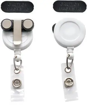 5 Pack - Magnetic Name Badge Holder - Retractable Badge Reel with Magnet Back - Retracting Clothing Friendly Lanyard Work ID Holder for Shirt, Lapel, Scrubs, and More by (White) 5 Pack - Magnetic Name Badge Holder - Retractable Badge Reel with Magnet Back - Retracting Clothing Friendly Lanyard Work ID Holder for Shirt, Lapel, Scrubs, and More by (White)