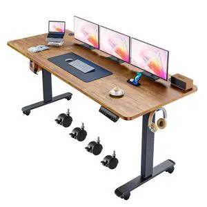 Electric Adjustable Standing Desk, 70.8'' x 27''Sit Stand Table with Dual Crossbeam Structure and Oversized Mouse Pad, 27''-45'' Lifting Range Stand up Desk(Brown) Electric Adjustable Standing Desk, 70.8'' x 27''Sit Stand Table with Dual Crossbeam Structure and Oversized Mouse Pad, 27''-45'' Lifting Range Stand up Desk(Brown)