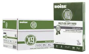 Boise X-9 Multi-Use Printer & Copy Paper, 5 Reams, White, Ledger (11in x 17in), 2500 Sheets Per Case, 20 Lb, 92 Brightness Boise X-9 Multi-Use Printer & Copy Paper, 5 Reams, White, Ledger (11in x 17in), 2500 Sheets Per Case, 20 Lb, 92 Brightness