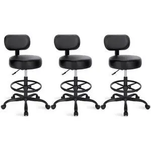 Drafting Chair with Backrest, Set of 3, Swivel Barstools for Shop | Adjustable Height Rolling Stool with Footrest, Standing Desk Chair for Counter Height Desk, Shop, Home Kitchen, Clinic Studio Drafting Chair with Backrest, Set of 3, Swivel Barstools for Shop | Adjustable Height Rolling Stool with Footrest, Standing Desk Chair for Counter Height Desk, Shop, Home Kitchen, Clinic Studio