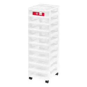 10-Drawer Rolling Storage Cart, White/Clear | Keep classroom supplies, teacher essentials, craft materials, and learning tools organized with easy-access drawers 10-Drawer Rolling Storage Cart, White/Clear | Keep classroom supplies, teacher essentials, craft materials, and learning tools organized with easy-access drawers