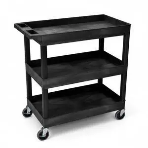 EC111-B 3-Shelf Heavy Duty Rolling Plastic Utility Cart, Black | Supports 400 lbs. 35.25 x 18 x 36.25 in. HDPE frame with 2.5 in deep tubs. Ideal for garage, warehouse or office use EC111-B 3-Shelf Heavy Duty Rolling Plastic Utility Cart, Black | Supports 400 lbs. 35.25 x 18 x 36.25 in. HDPE frame with 2.5 in deep tubs. Ideal for garage, warehouse or office use