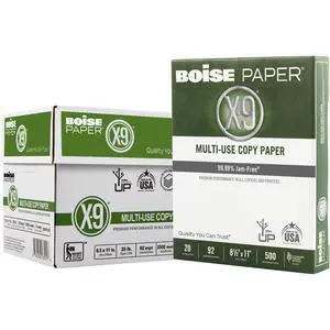 Boise X-9 Multiuse Copy Paper, Letter Size Paper, 20-Lb, Ream of 500 Sheets, Case of 5 Reams Boise X-9 Multiuse Copy Paper, Letter Size Paper, 20-Lb, Ream of 500 Sheets, Case of 5 Reams