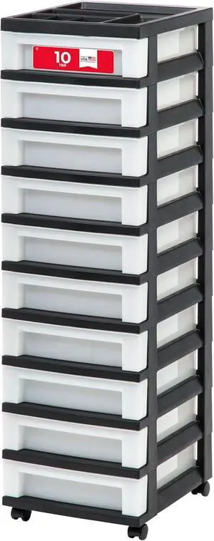 10-Drawer Rolling Storage Cart, Black/Pearl | Keep classroom supplies, teacher essentials, craft materials, and learning tools organized with easy-access drawers 10-Drawer Rolling Storage Cart, Black/Pearl | Keep classroom supplies, teacher essentials, craft materials, and learning tools organized with easy-access drawers