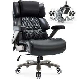 Big and Tall Office Chair, High Back Large Executive Computer Desk Chair | Adjustable Lumbar Support, Quiet Rubber Wheels, Heavy Duty Metal Base, Ergonomic Design, Large Office Chair, 400lbs Big and Tall Office Chair, High Back Large Executive Computer Desk Chair | Adjustable Lumbar Support, Quiet Rubber Wheels, Heavy Duty Metal Base, Ergonomic Design, Large Office Chair, 400lbs